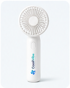 Portable fan with CooliVibe branding